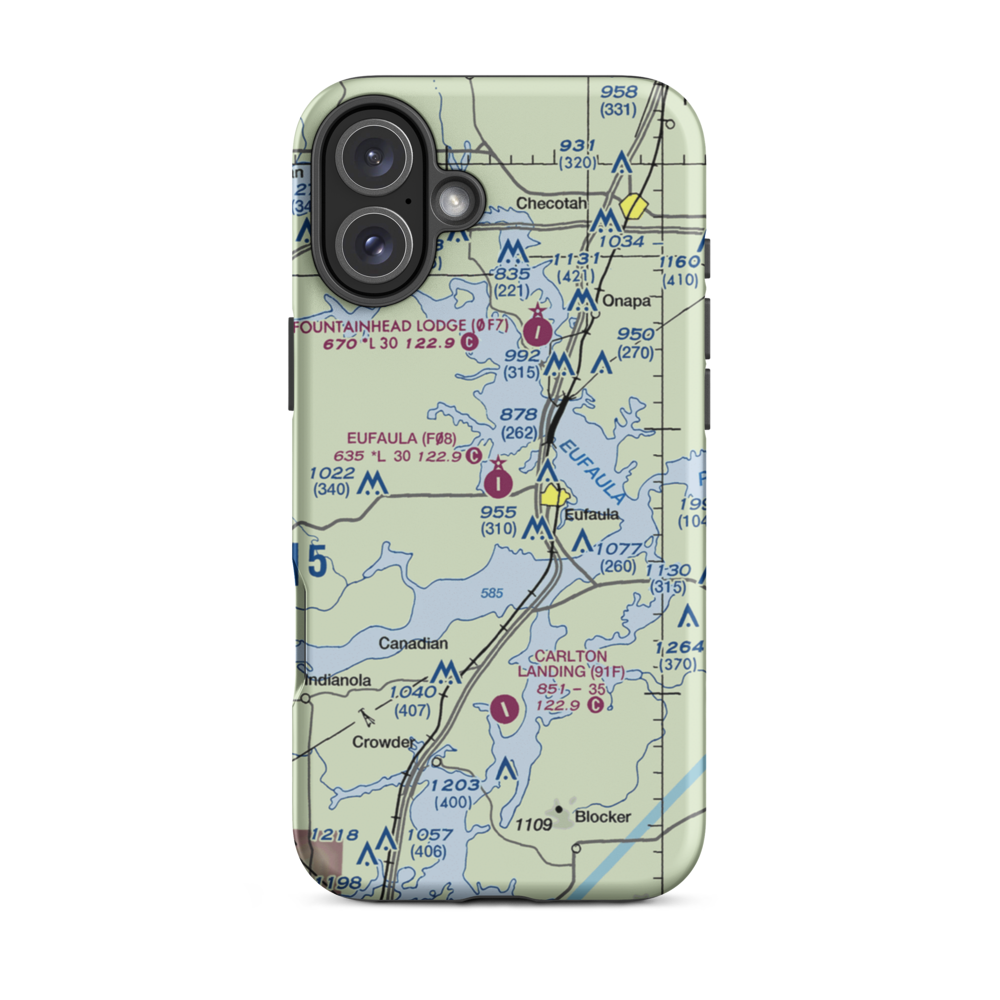 Eufaula Municipal Airport (F08) VFR Sectional  Tough iPhone Case iPhone 16 Plus model shown