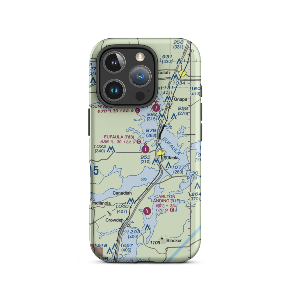 Eufaula Municipal Airport (F08) VFR Sectional  Tough iPhone Case iPhone 16 Pro model shown