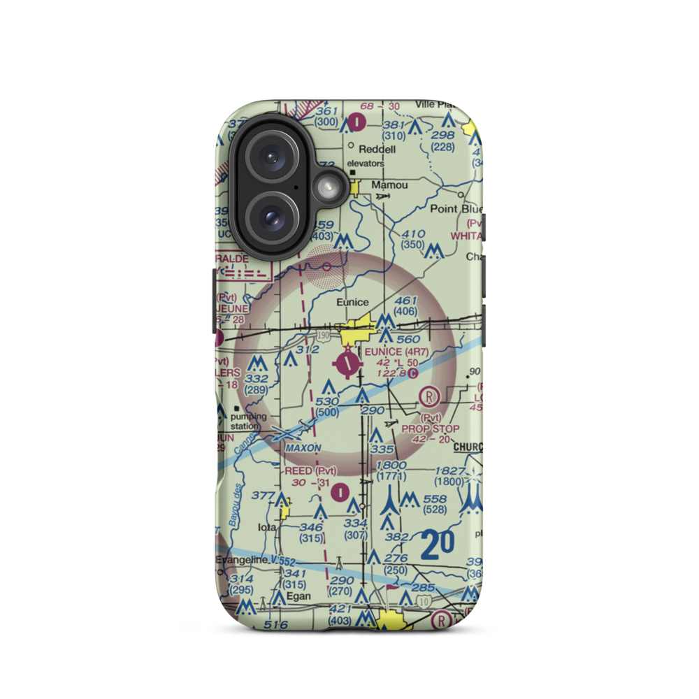 Eunice Airport (4R7) VFR Sectional  Tough iPhone Case iPhone 16 model shown
