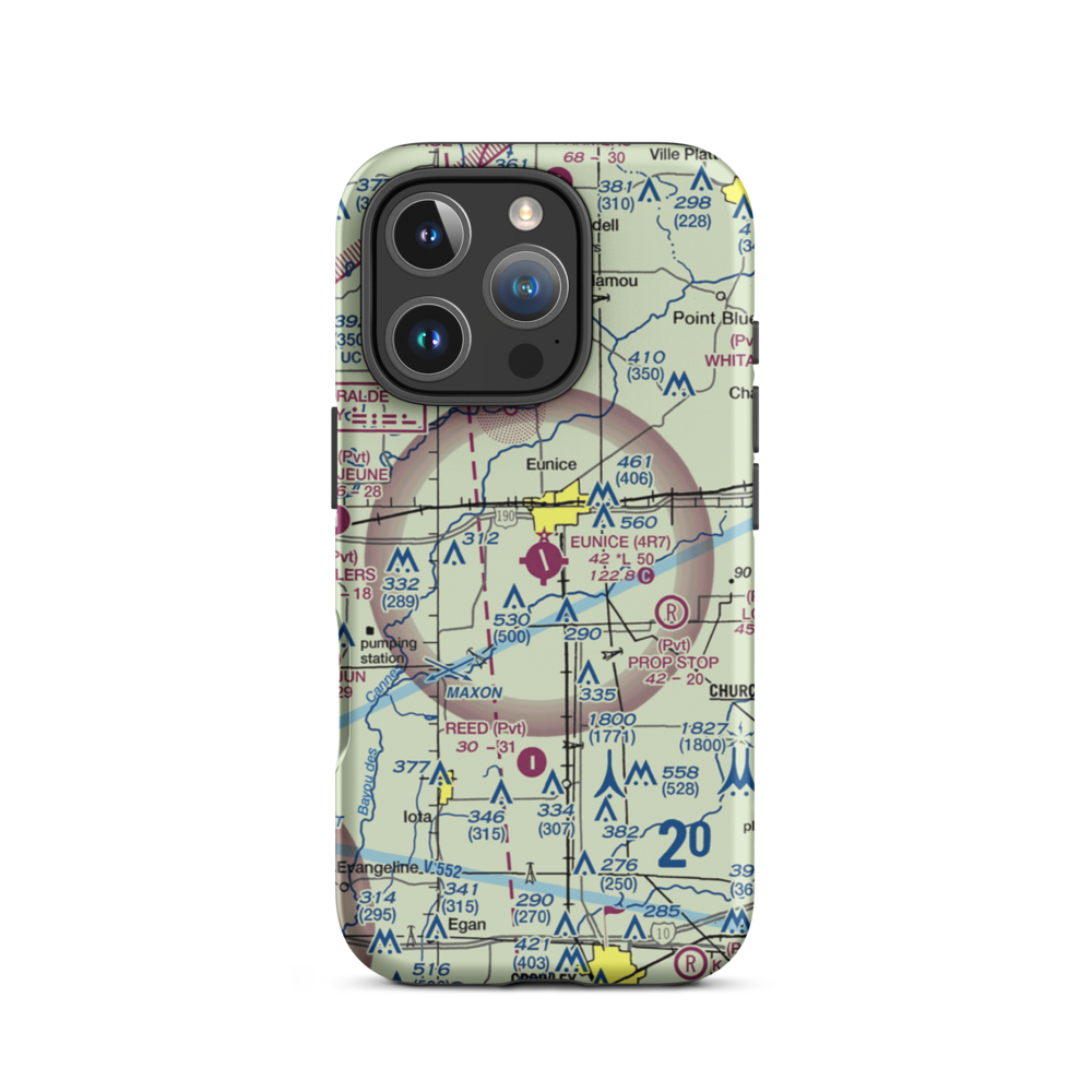 Eunice Airport (4R7) VFR Sectional  Tough iPhone Case iPhone 16 Pro model shown