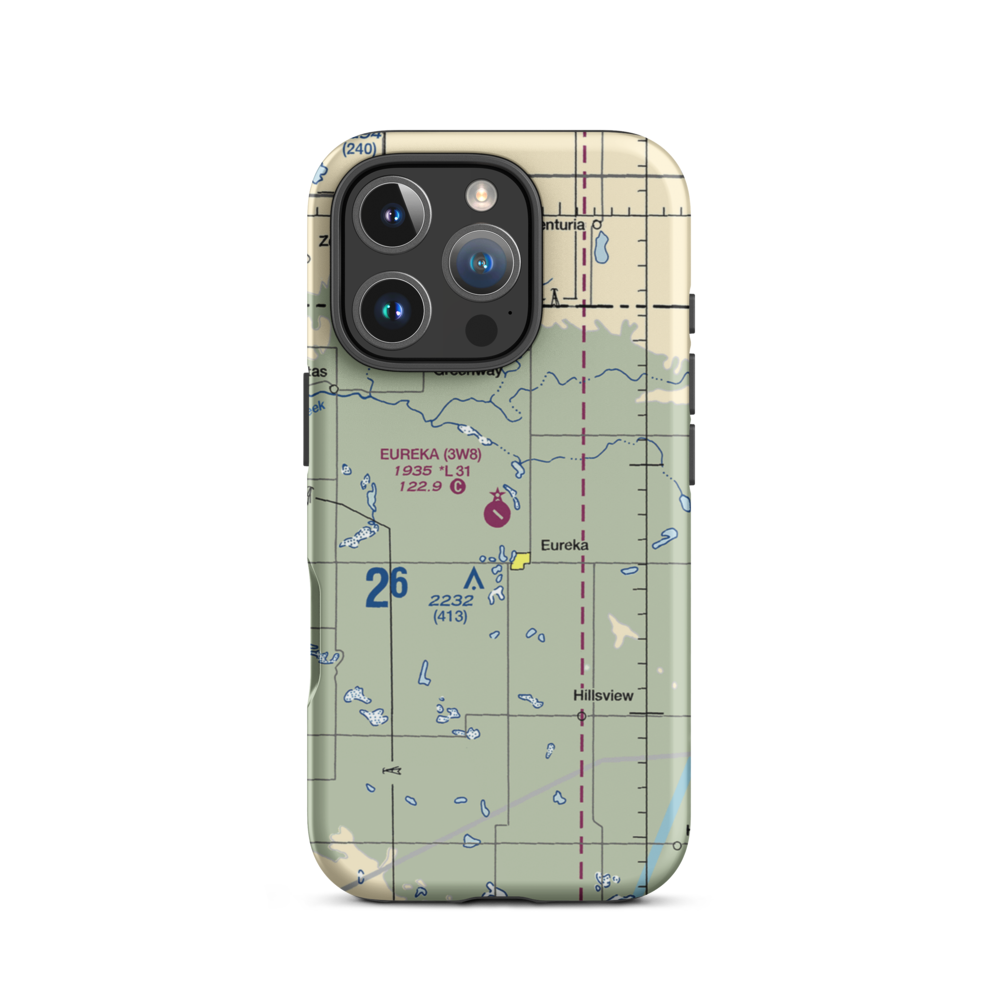 Eureka Municipal Airport (3W8) VFR Sectional  Tough iPhone Case iPhone 16 Pro model shown