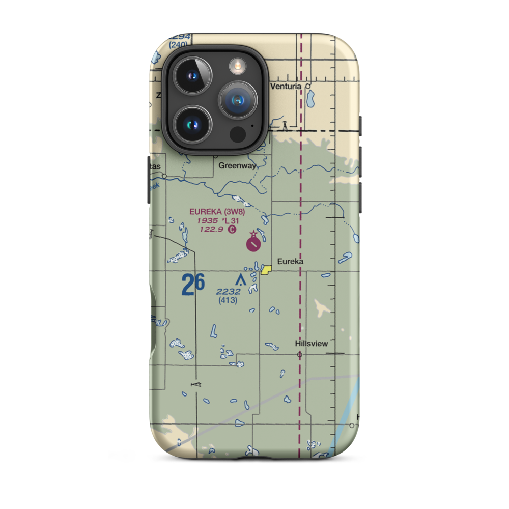 Eureka Municipal Airport (3W8) VFR Sectional  Tough iPhone Case iPhone 16 Pro Max model shown