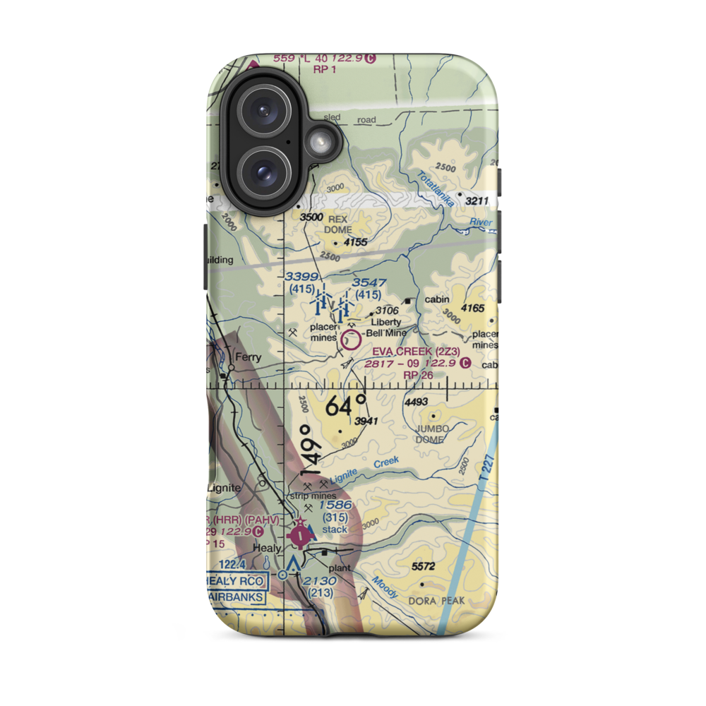 Eva Creek Airport (2Z3) VFR Sectional  Tough iPhone Case iPhone 16 Plus model shown