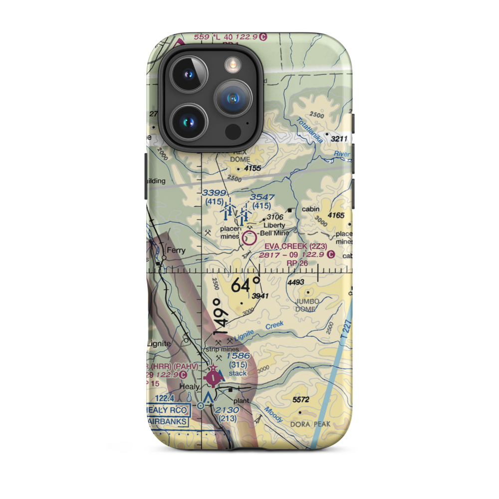Eva Creek Airport (2Z3) VFR Sectional  Tough iPhone Case iPhone 16 Pro Max model shown