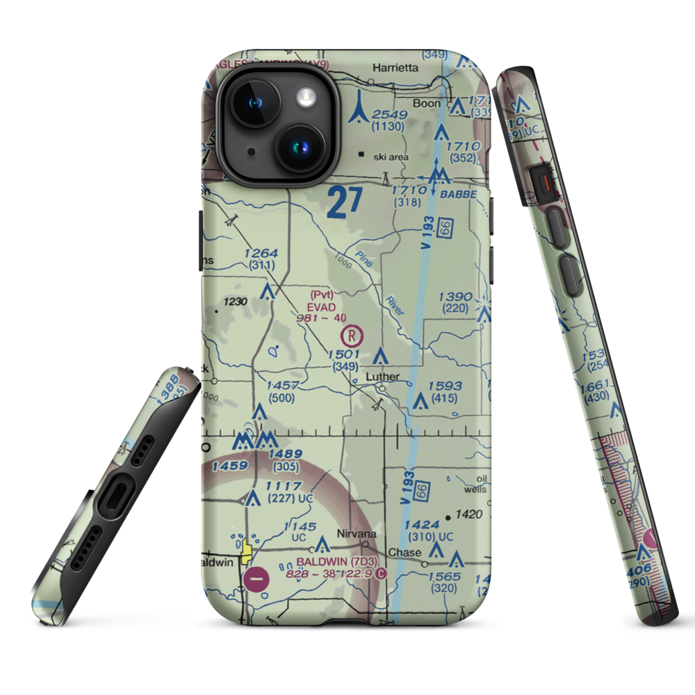 Evad Enterprises LLC Airport (95MI) VFR Sectional  Tough iPhone Case iPhone 15 Plus model shown