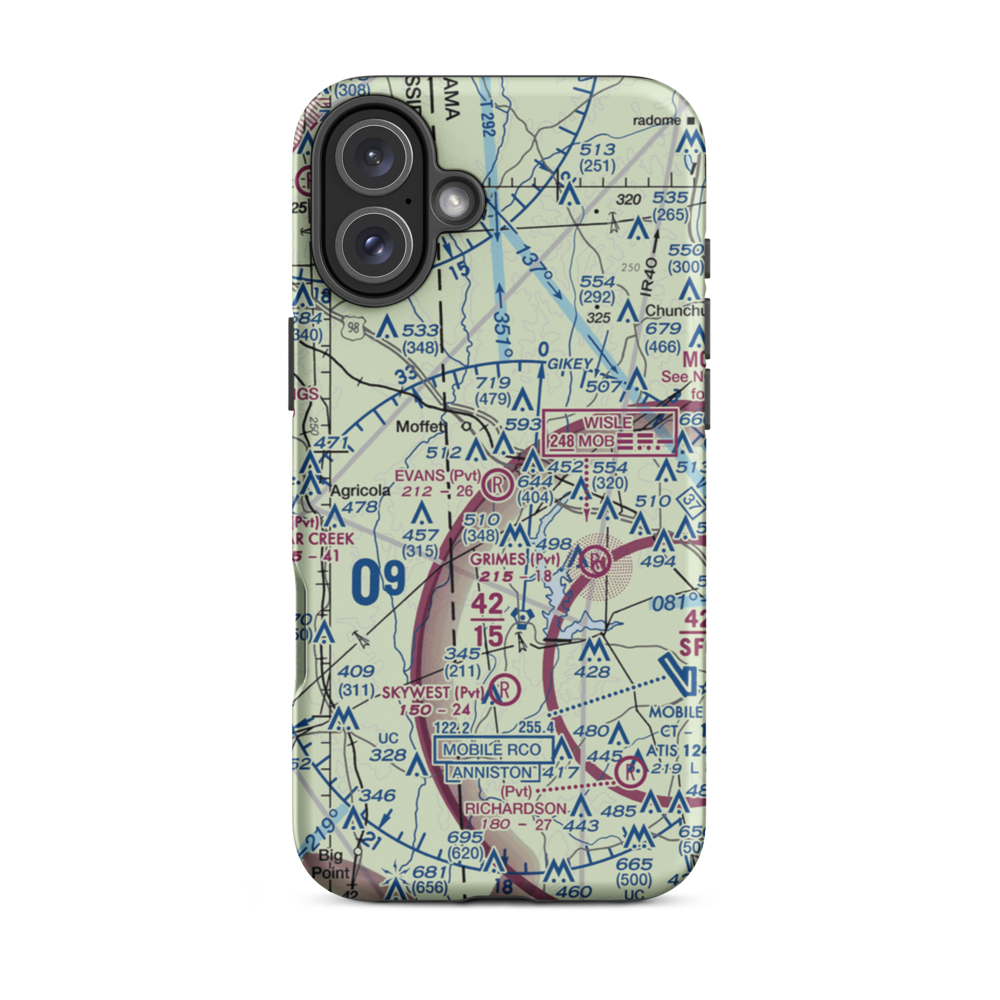 Evans Field (AL94) VFR Sectional  Tough iPhone Case iPhone 16 Plus model shown