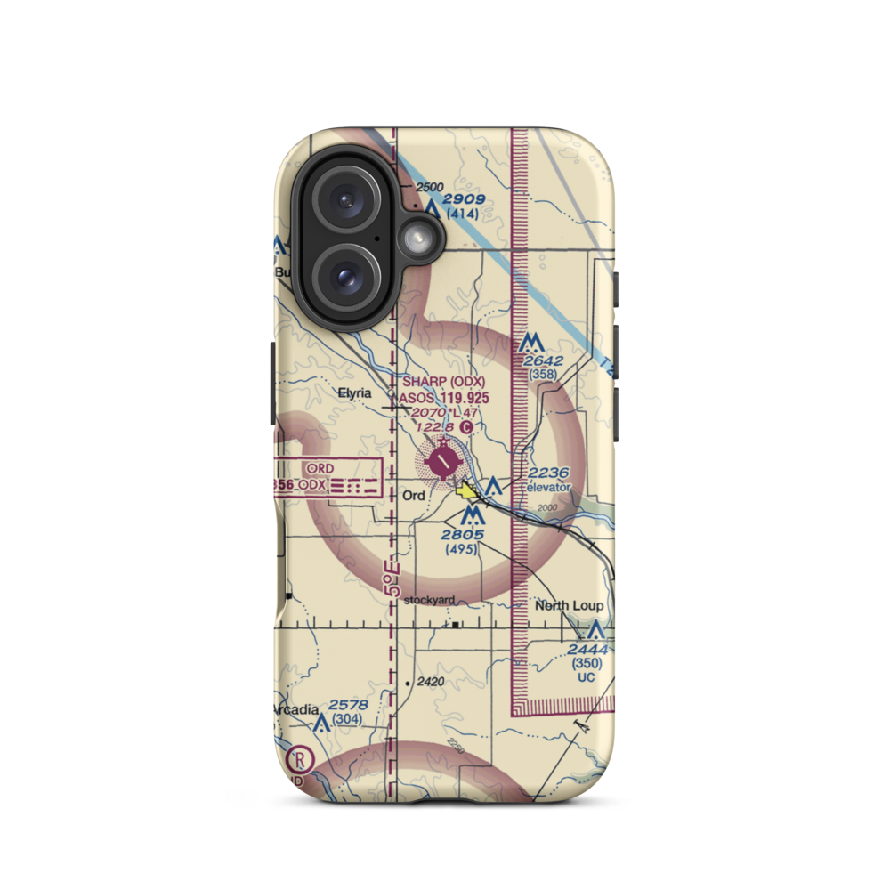 Evelyn Sharp Field (ODX) VFR Sectional  Tough iPhone Case iPhone 16 model shown