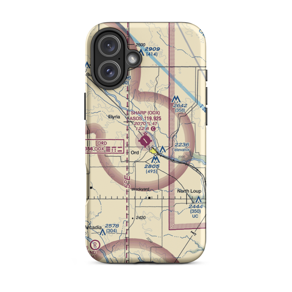 Evelyn Sharp Field (ODX) VFR Sectional  Tough iPhone Case iPhone 16 Plus model shown