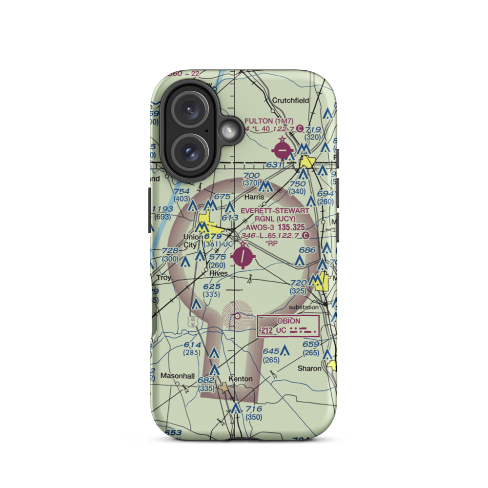 Everett-Stewart Regional Airport (UCY) VFR Sectional  Tough iPhone Case iPhone 16 model shown