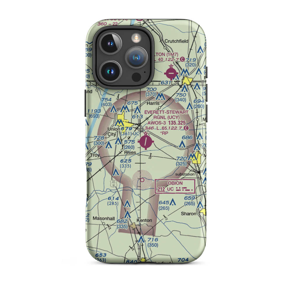 Everett-Stewart Regional Airport (UCY) VFR Sectional  Tough iPhone Case iPhone 16 Pro Max model shown