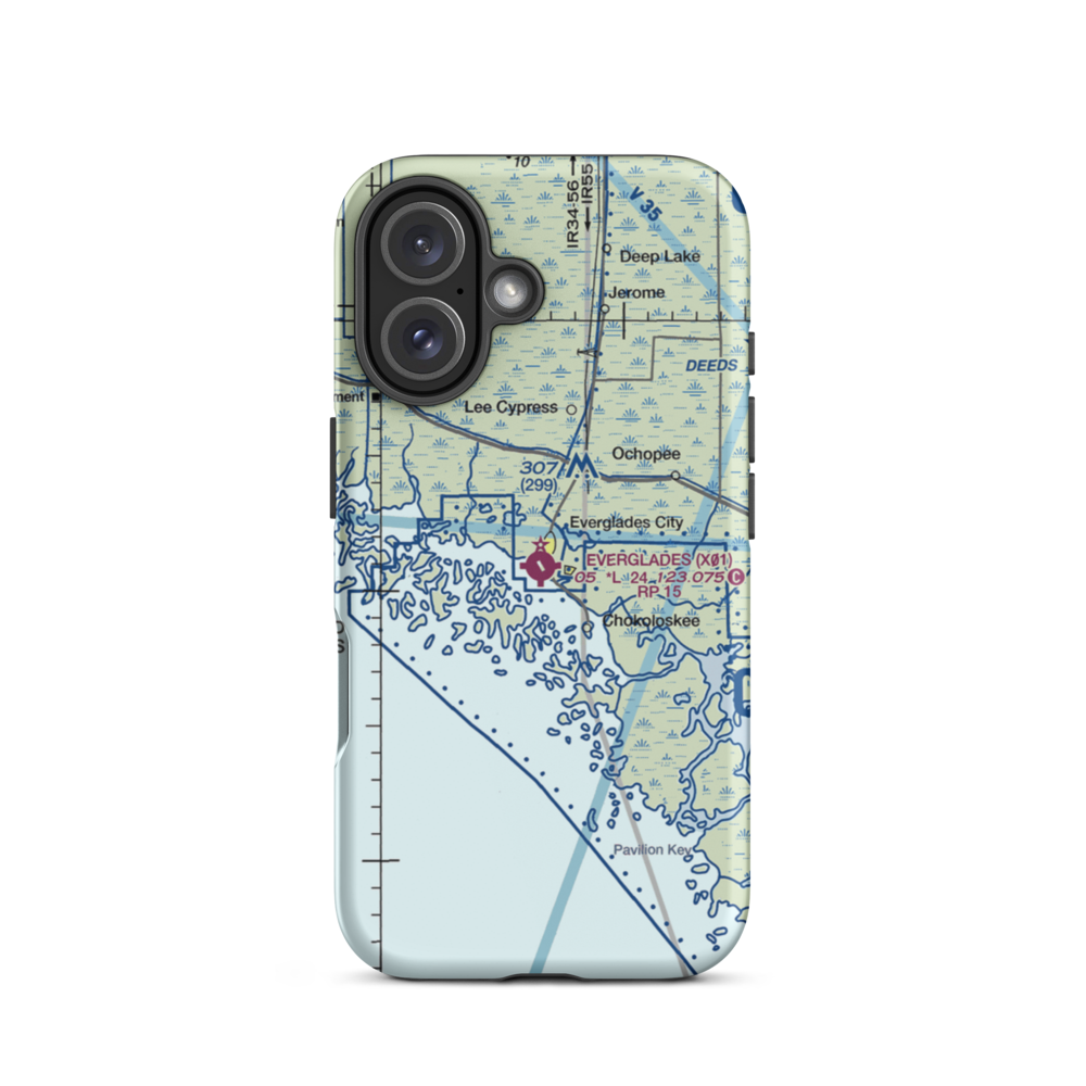 Everglades Airpark (X01) VFR Sectional  Tough iPhone Case iPhone 16 model shown