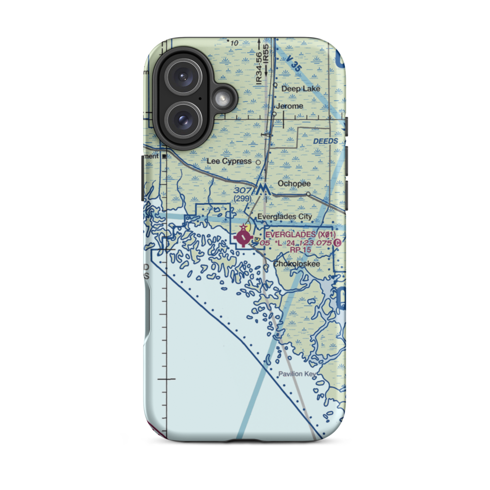 Everglades Airpark (X01) VFR Sectional  Tough iPhone Case iPhone 16 Plus model shown