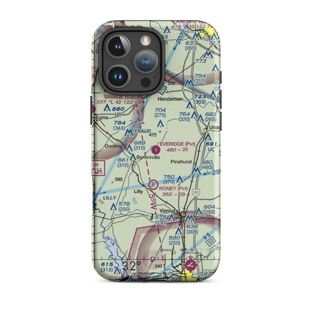 Everidge Airport (47GA) VFR Sectional  Tough iPhone Case iPhone 16 Pro Max model shown