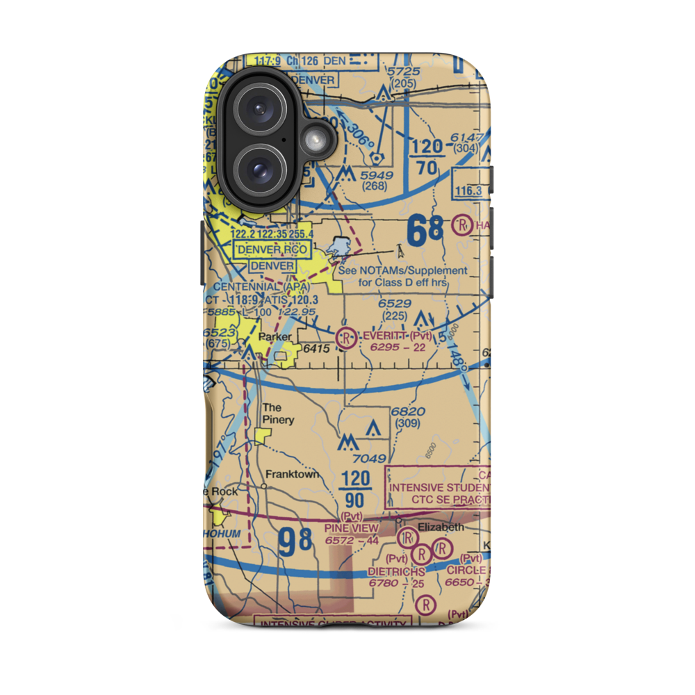 Everitt Airport (1CO8) VFR Sectional  Tough iPhone Case iPhone 16 Plus model shown