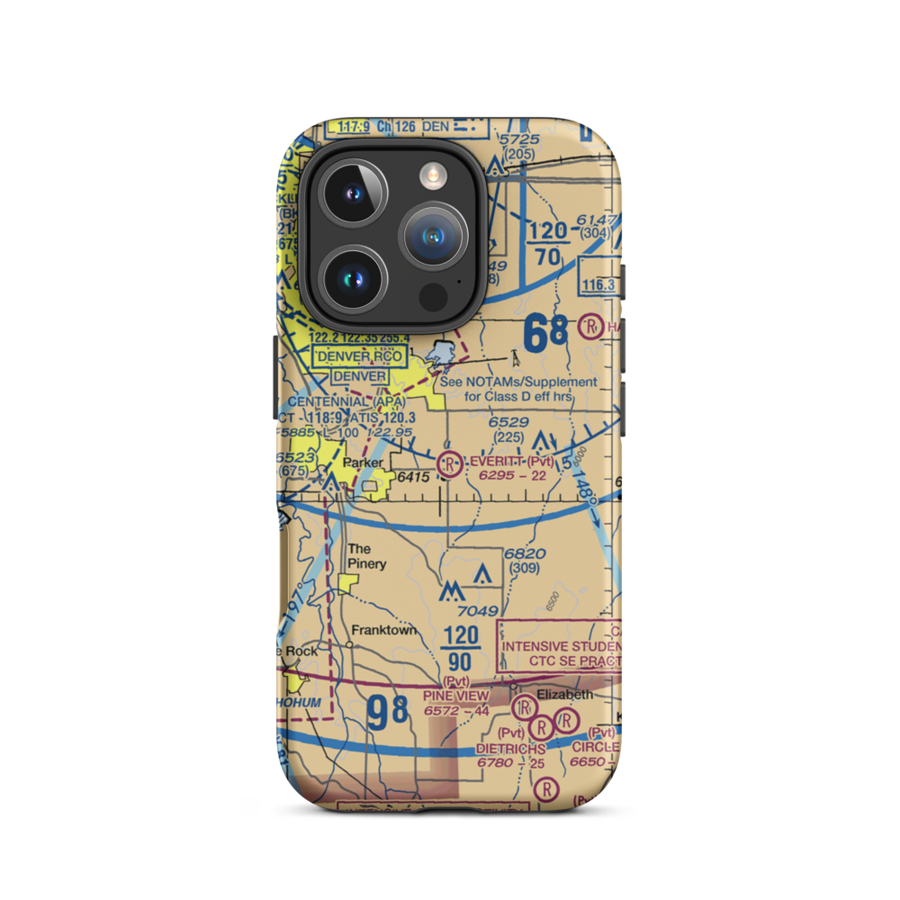 Everitt Airport (1CO8) VFR Sectional  Tough iPhone Case iPhone 16 Pro model shown