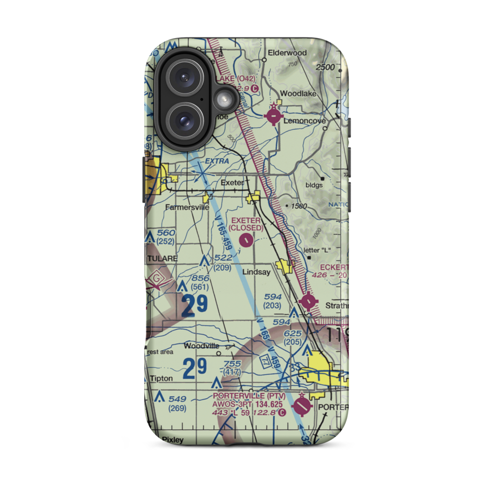 Exeter Airport (O63) VFR Sectional  Tough iPhone Case iPhone 16 Plus model shown