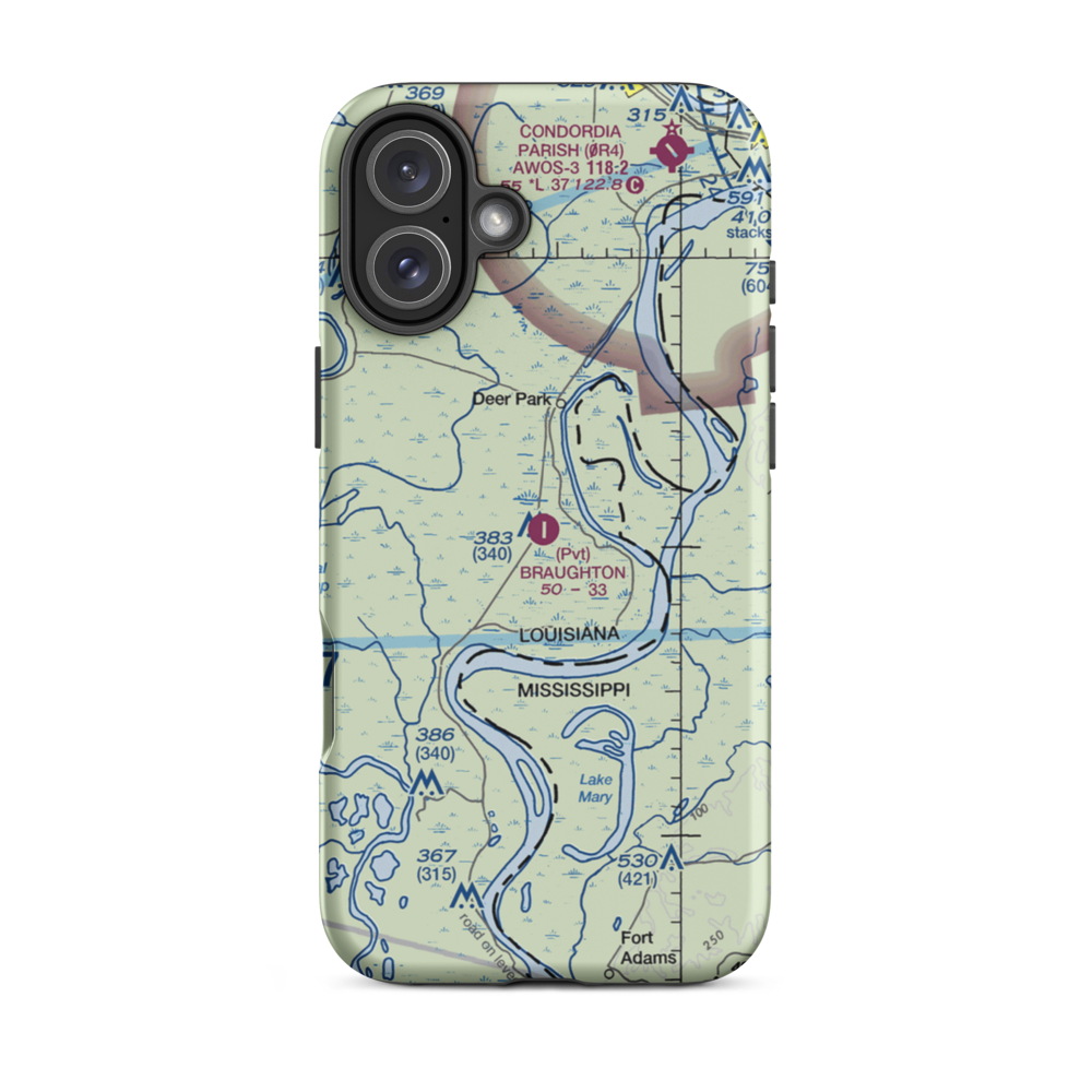 F L Braughton Airport (LA40) VFR Sectional  Tough iPhone Case iPhone 16 Plus model shown