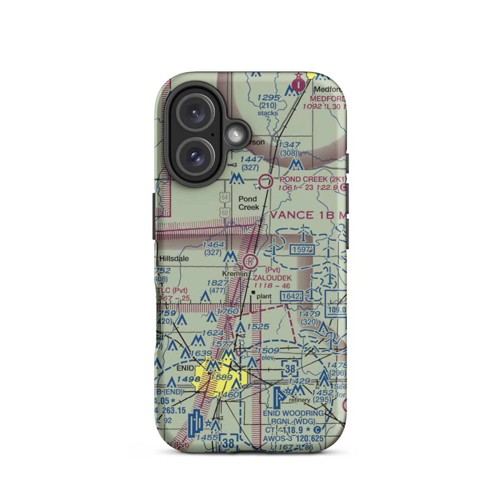 F.W. Zaloudek Airport (OK66) VFR Sectional  Tough iPhone Case iPhone 16 model shown