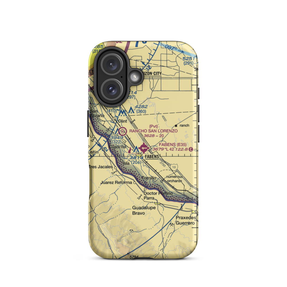 Fabens Airport (E35) VFR Sectional  Tough iPhone Case iPhone 16 model shown