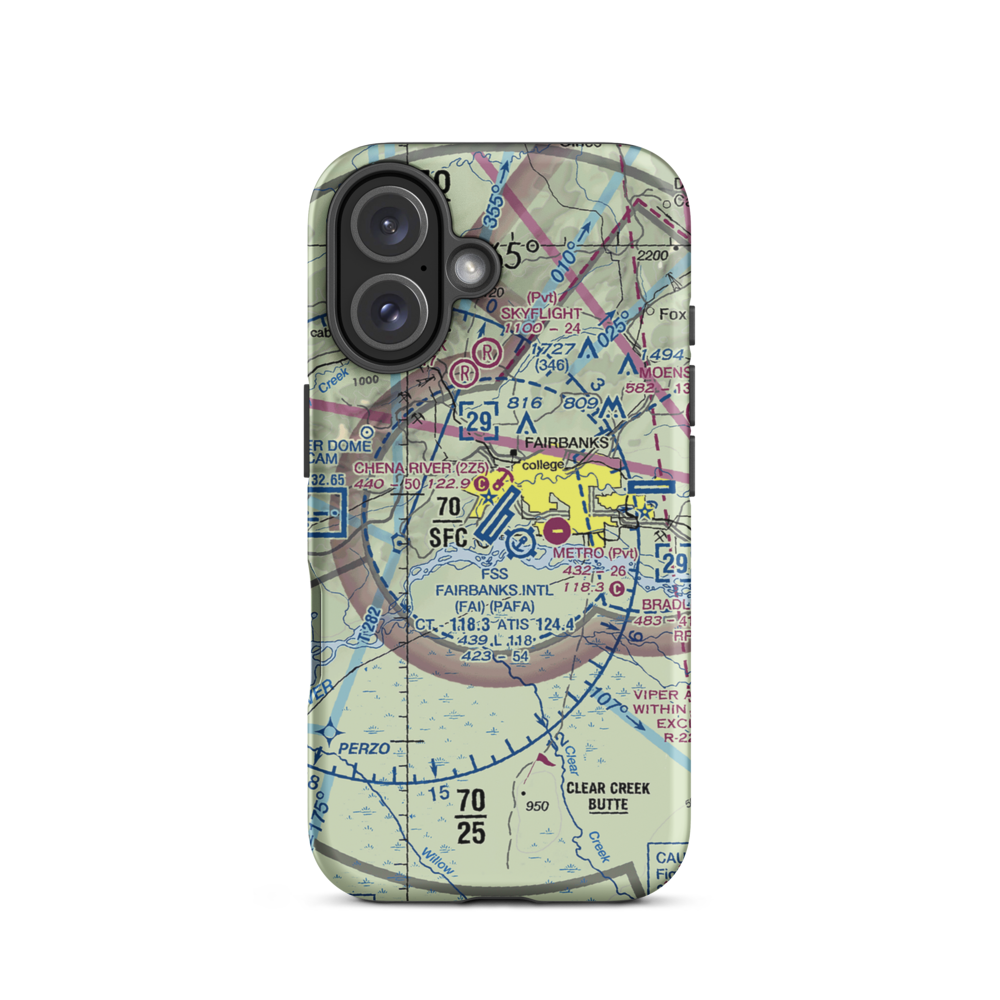 Fairbanks International Airport (FAI) VFR Sectional  Tough iPhone Case iPhone 16 model shown