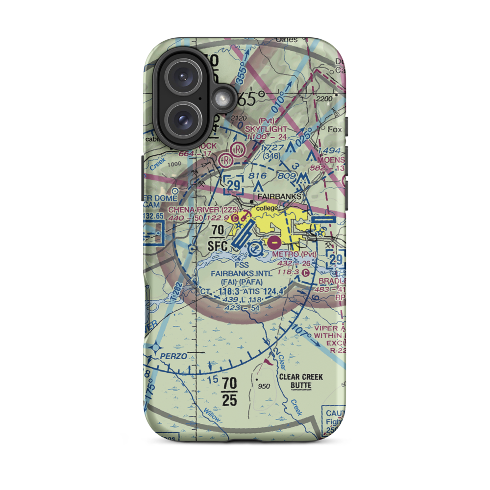 Fairbanks International Airport (FAI) VFR Sectional  Tough iPhone Case iPhone 16 Plus model shown