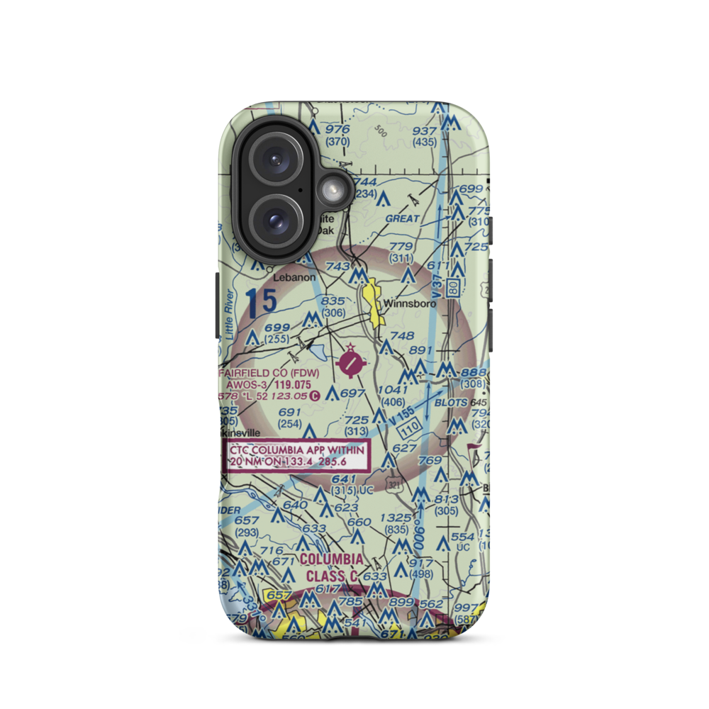 Fairfield County Airport (FDW) VFR Sectional  Tough iPhone Case iPhone 16 model shown