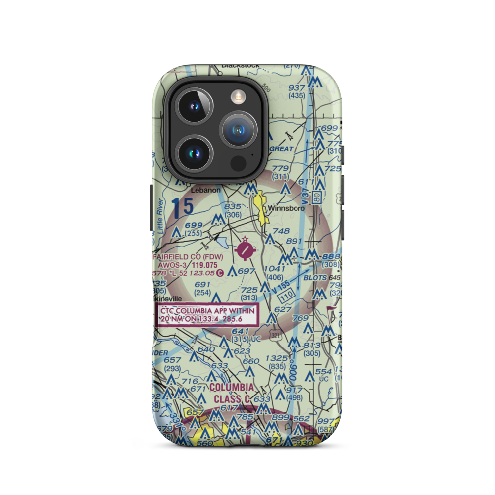 Fairfield County Airport (FDW) VFR Sectional  Tough iPhone Case iPhone 16 Pro model shown