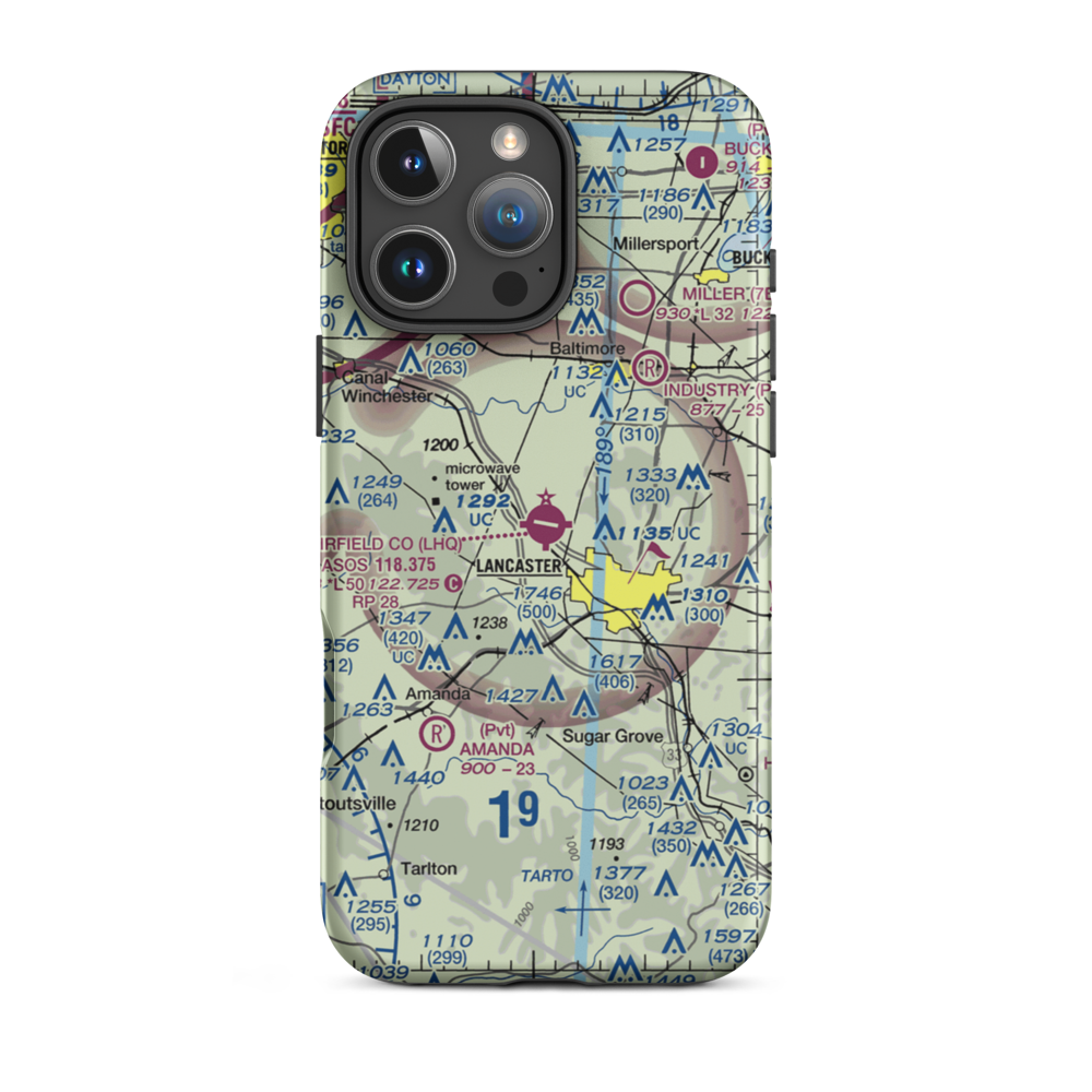 Fairfield County Airport (LHQ) VFR Sectional  Tough iPhone Case iPhone 16 Pro Max model shown
