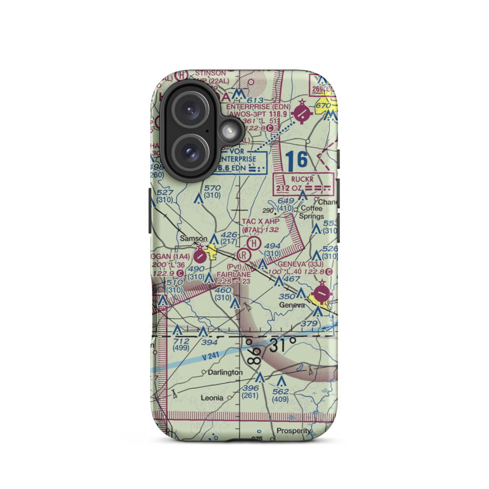 Fairlane Airport (5AL8) VFR Sectional  Tough iPhone Case iPhone 16 model shown