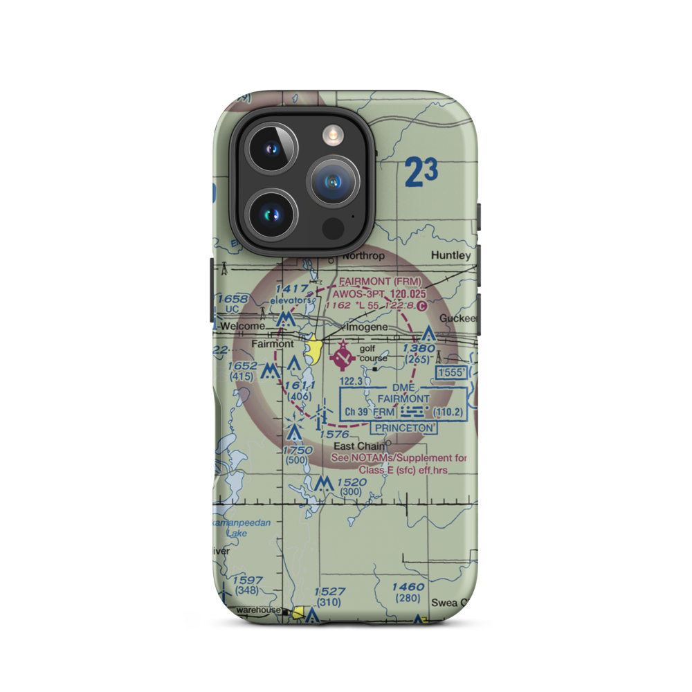 Fairmont Municipal Airport (FRM) VFR Sectional  Tough iPhone Case iPhone 16 Pro model shown