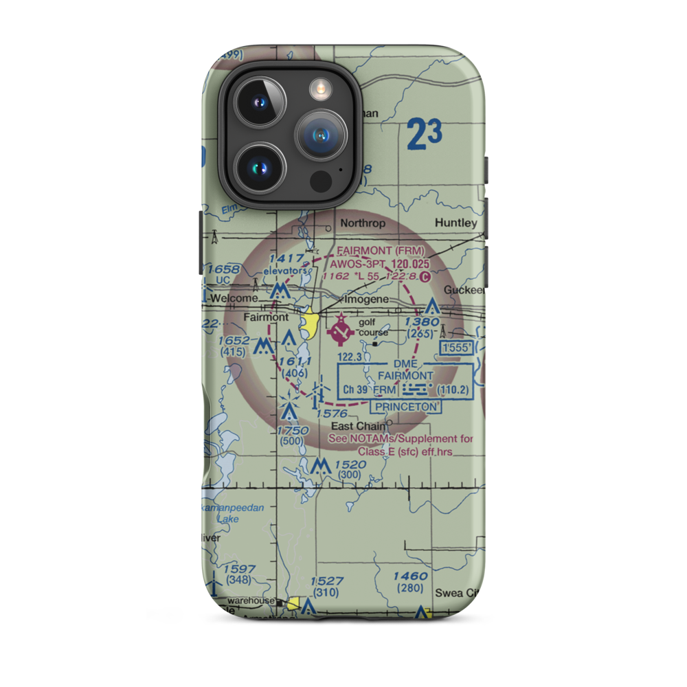 Fairmont Municipal Airport (FRM) VFR Sectional  Tough iPhone Case iPhone 16 Pro Max model shown
