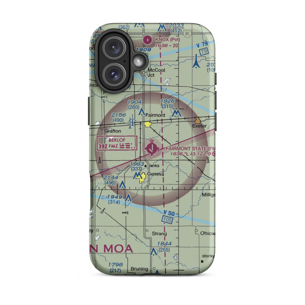 Fairmont State Airfield (FMZ) VFR Sectional  Tough iPhone Case iPhone 16 Plus model shown
