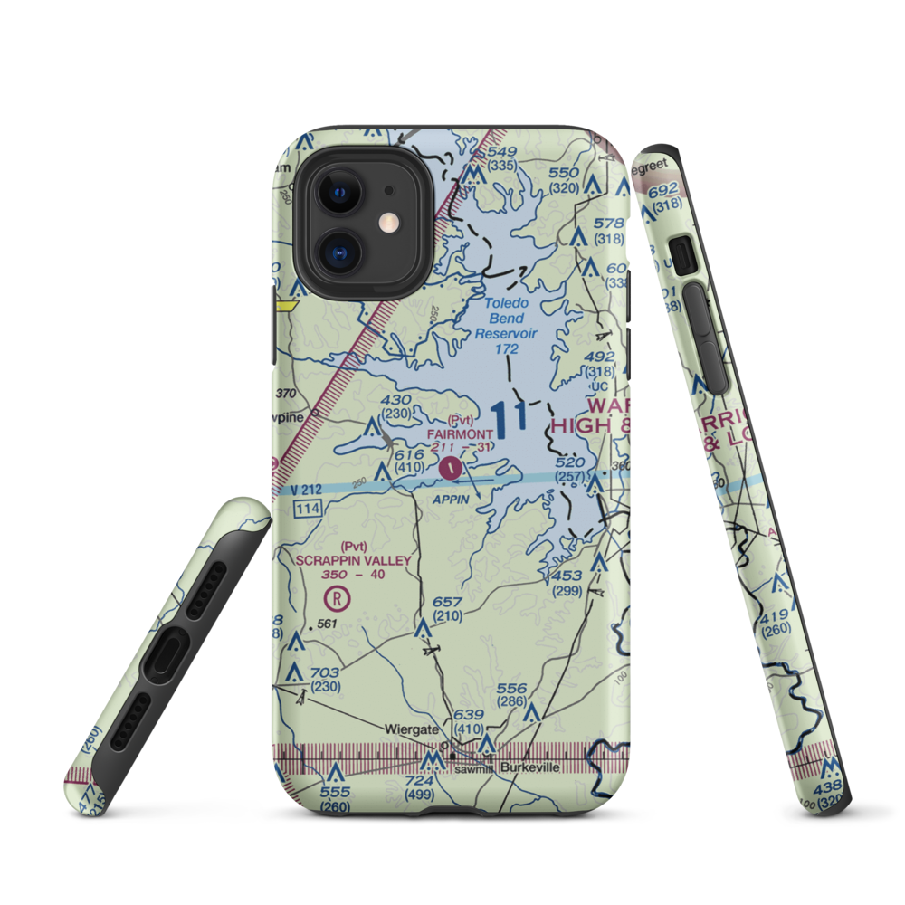 Fairmount Airport (71TS) VFR Sectional  Tough iPhone Case iPhone 11 model shown