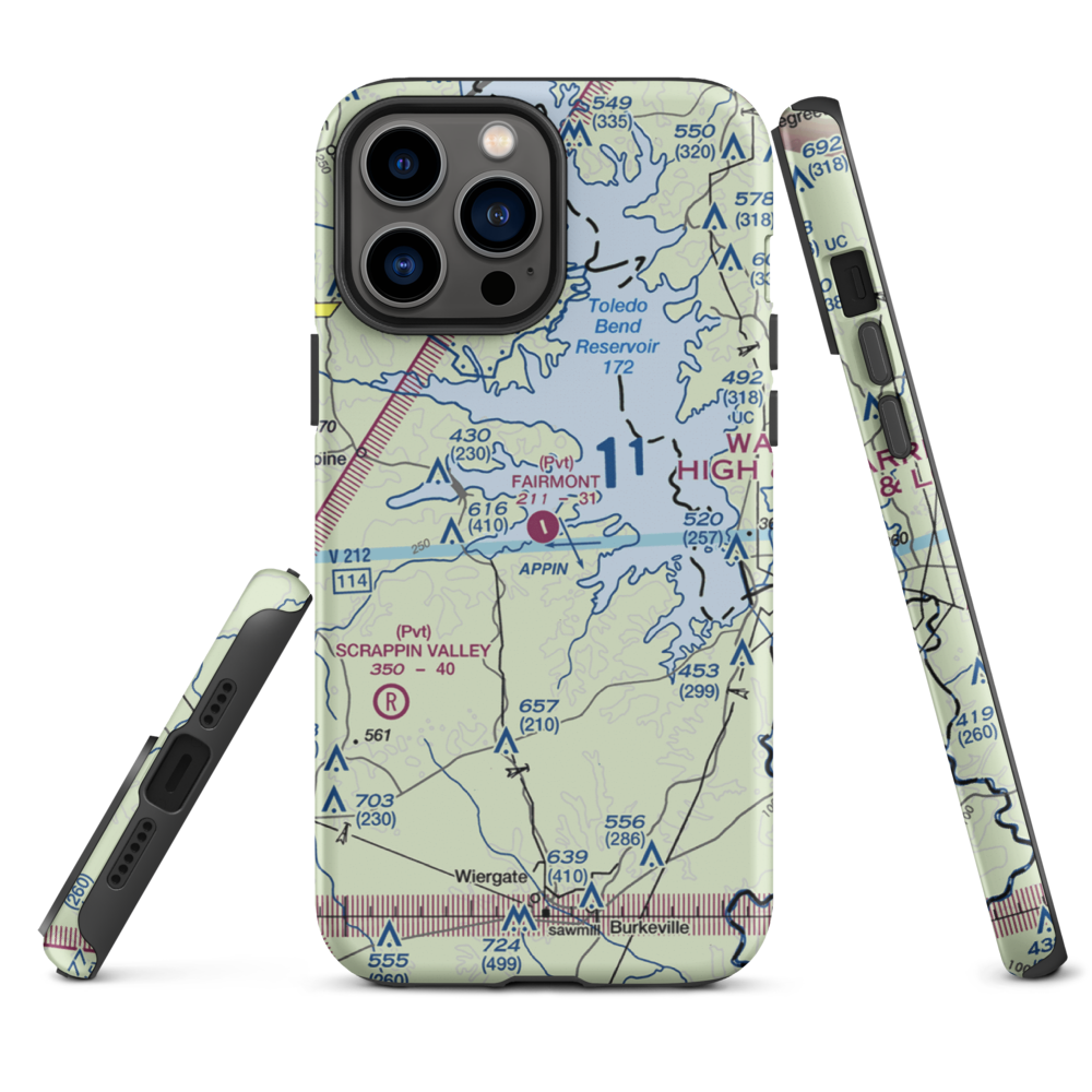 Fairmount Airport (71TS) VFR Sectional  Tough iPhone Case iPhone 13 Pro Max model shown