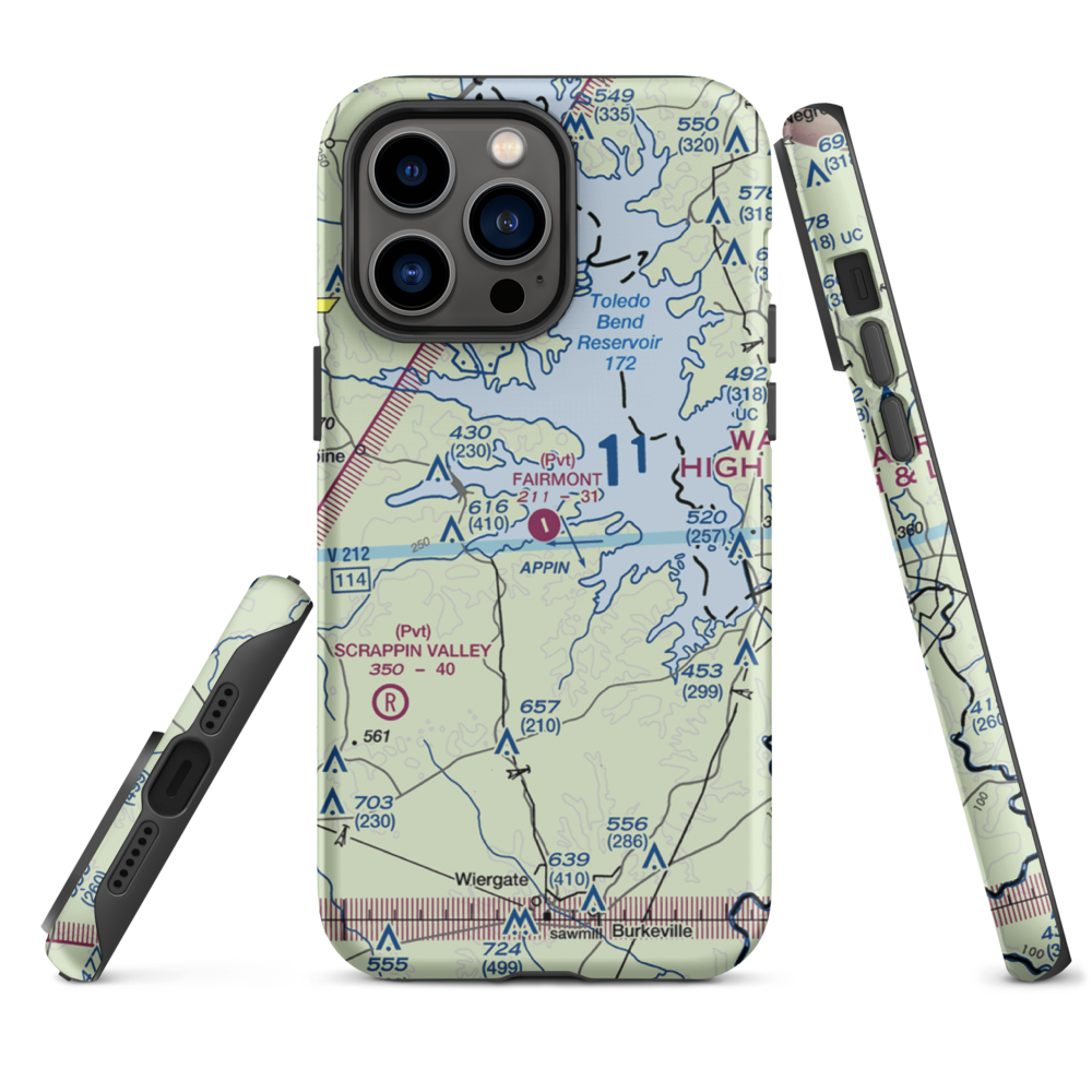 Fairmount Airport (71TS) VFR Sectional  Tough iPhone Case iPhone 14 Pro Max model shown