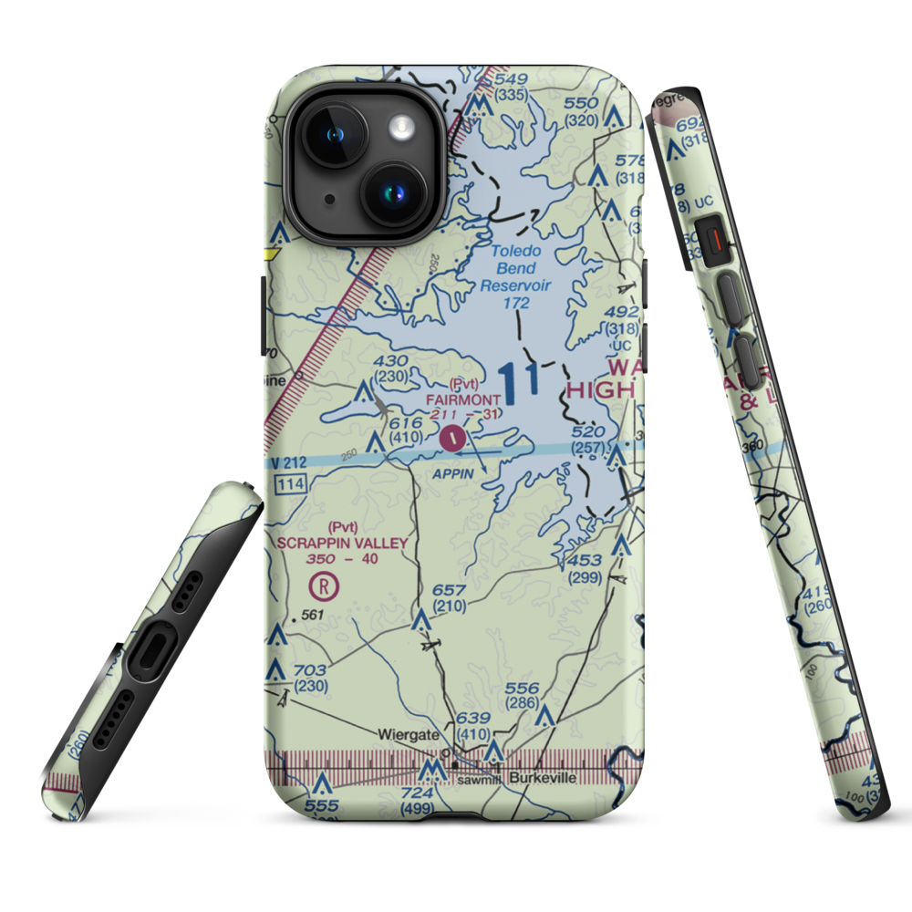 Fairmount Airport (71TS) VFR Sectional  Tough iPhone Case iPhone 15 Plus model shown