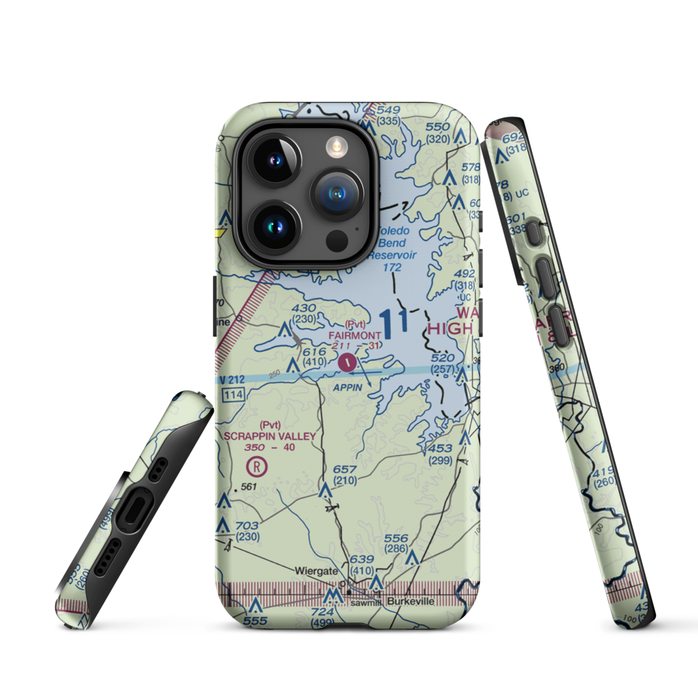 Fairmount Airport (71TS) VFR Sectional  Tough iPhone Case iPhone 15 Pro model shown