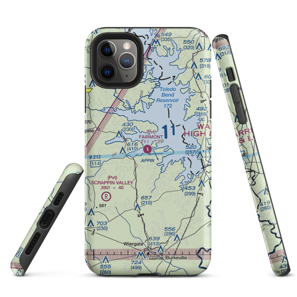 Fairmount Airport (71TS) VFR Sectional  Tough iPhone Case iPhone 11 Pro Max model shown