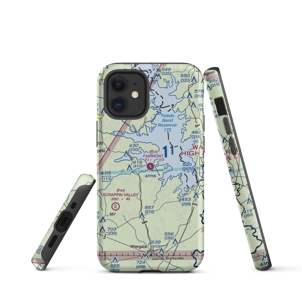 Fairmount Airport (71TS) VFR Sectional  Tough iPhone Case iPhone 12 mini model shown