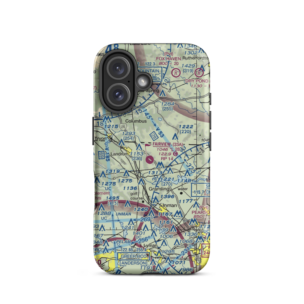 Fairview Airport (33A) VFR Sectional  Tough iPhone Case iPhone 16 model shown