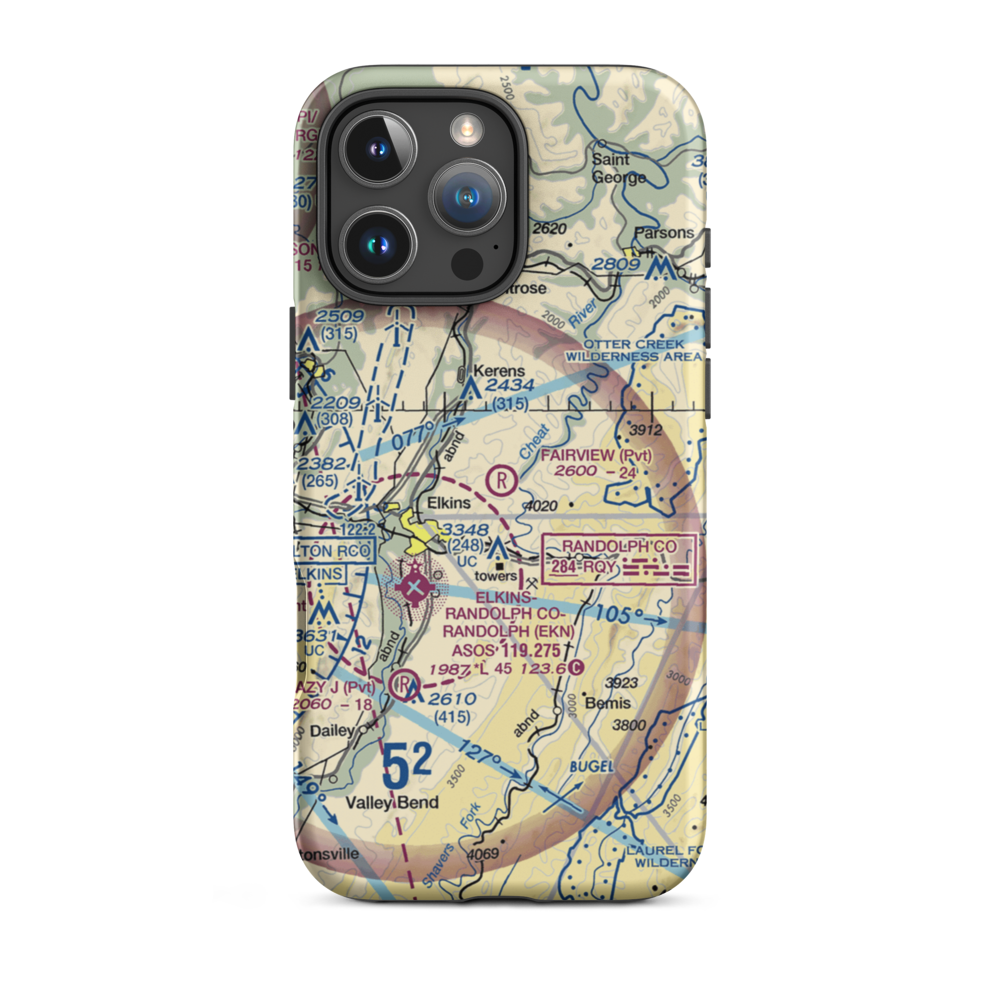 Fairview Airport (WV70) VFR Sectional  Tough iPhone Case iPhone 16 Pro Max model shown