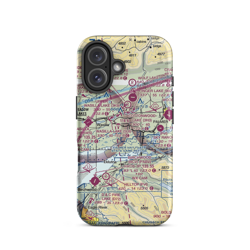Fairview East Airport (58AK) VFR Sectional  Tough iPhone Case iPhone 16 model shown