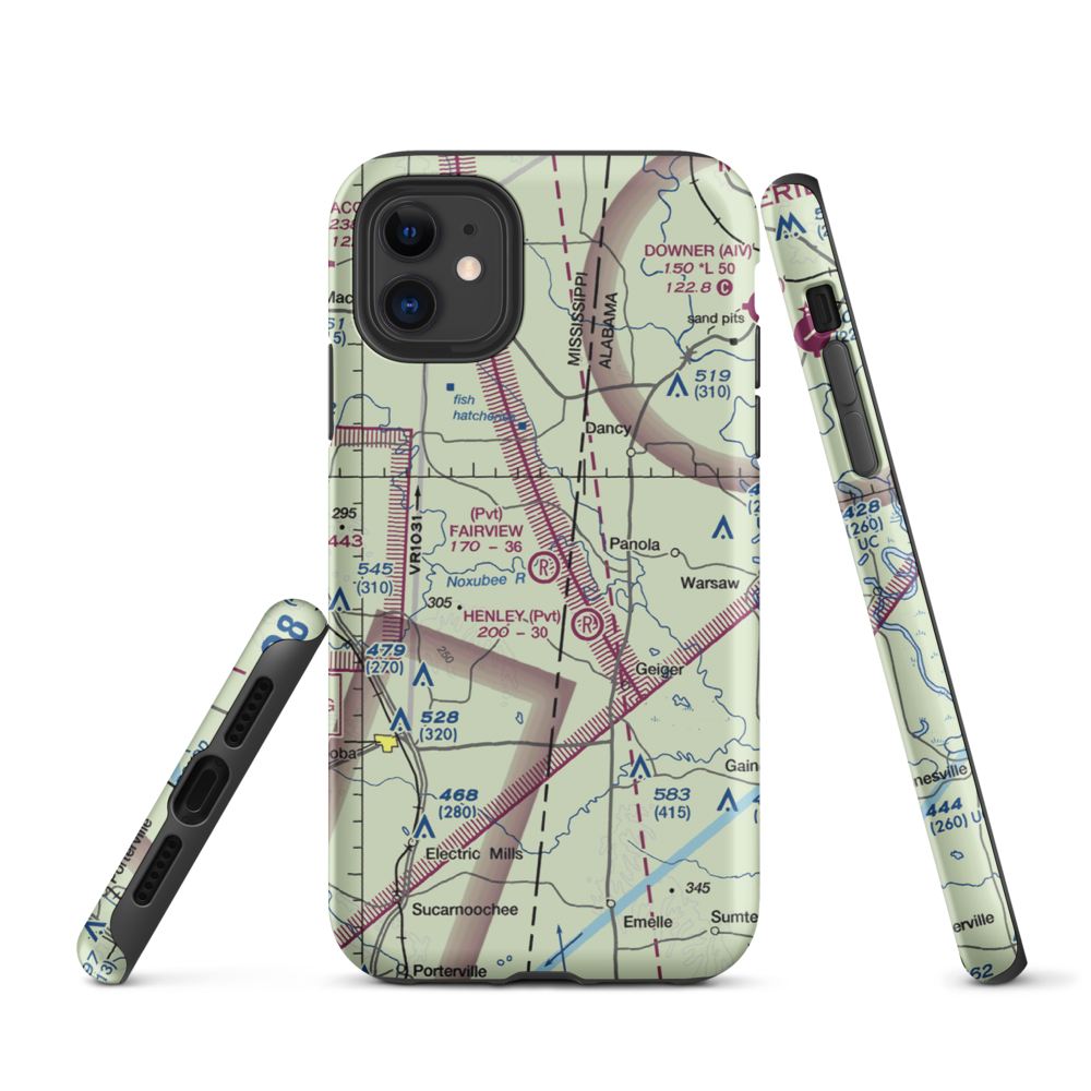 Fairview Farms Airport (3MS8) VFR Sectional  Tough iPhone Case iPhone 11 model shown
