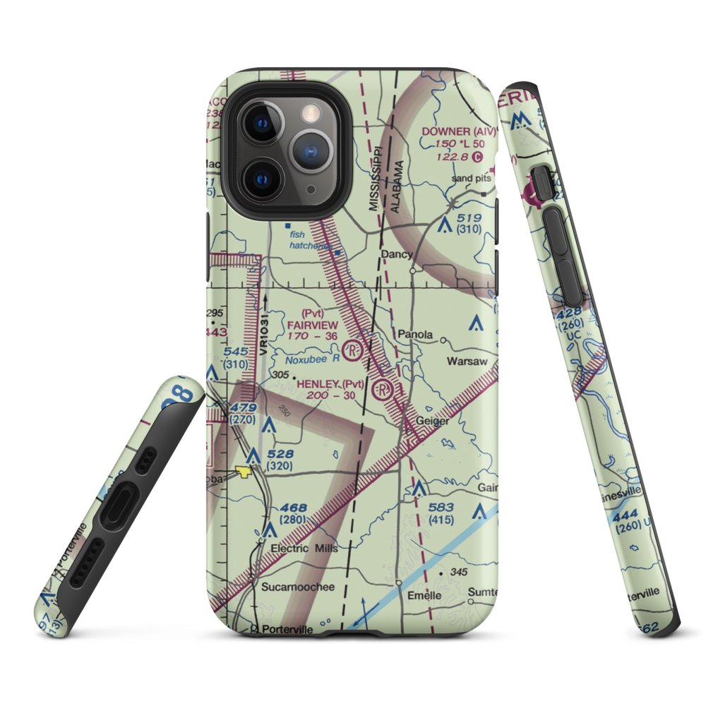 Fairview Farms Airport (3MS8) VFR Sectional  Tough iPhone Case iPhone 11 Pro model shown