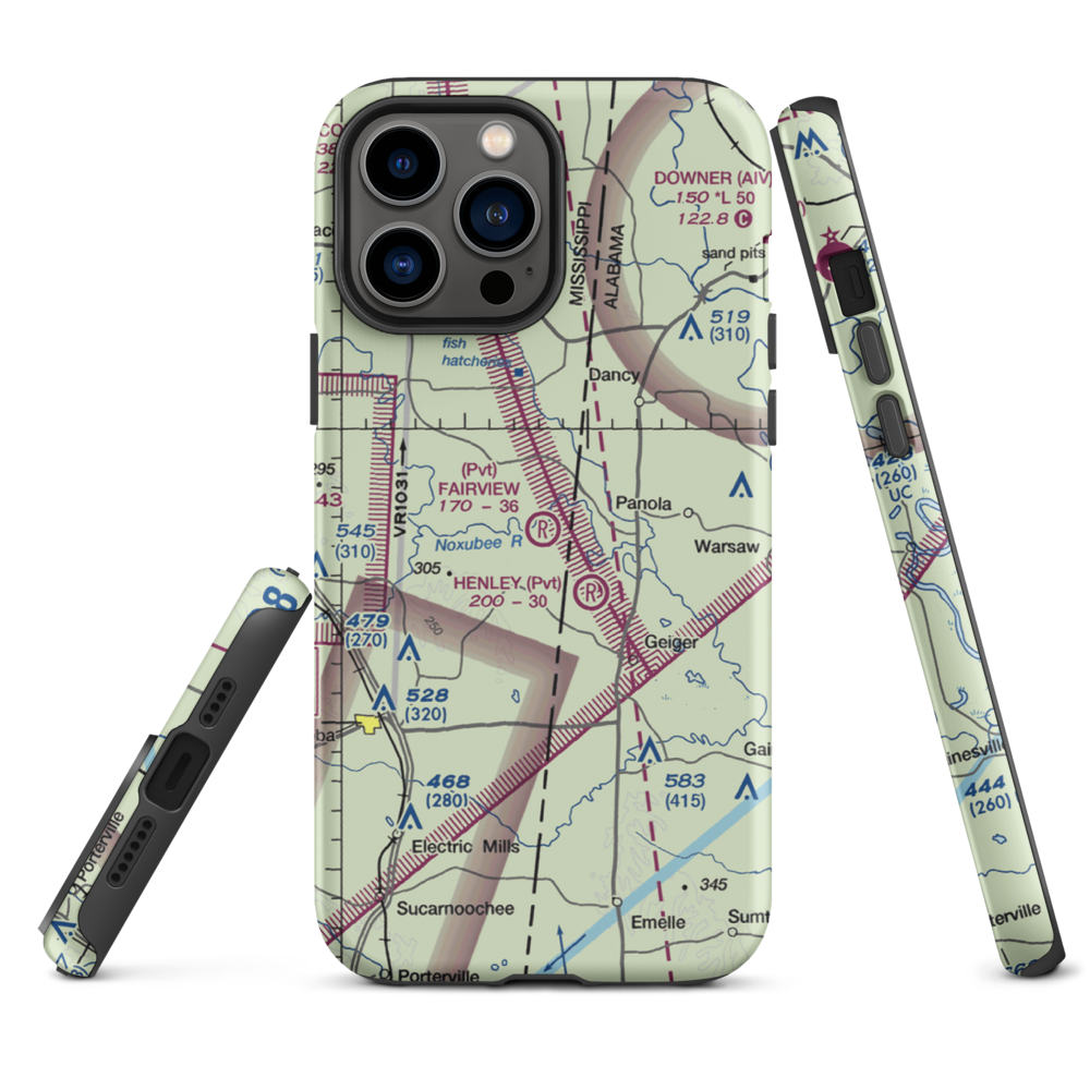 Fairview Farms Airport (3MS8) VFR Sectional  Tough iPhone Case iPhone 13 Pro Max model shown