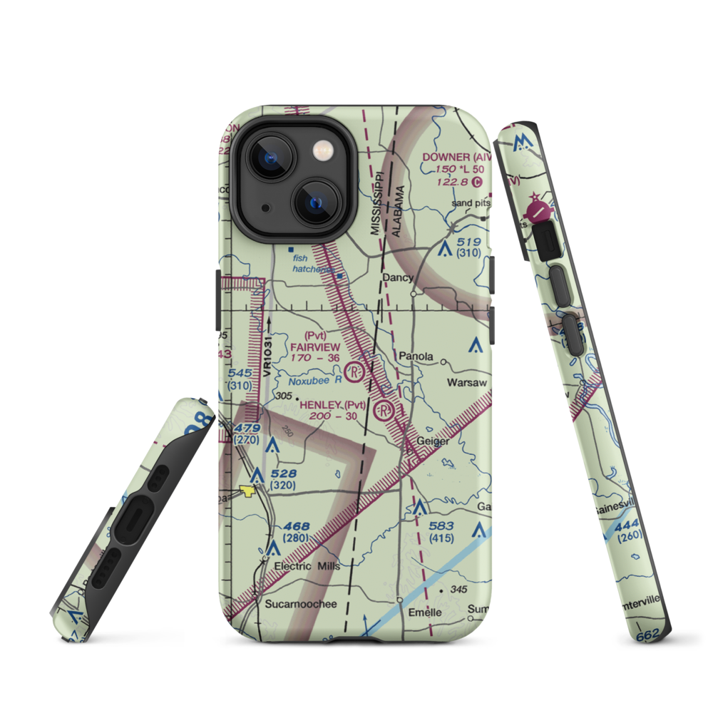 Fairview Farms Airport (3MS8) VFR Sectional  Tough iPhone Case iPhone 14 model shown