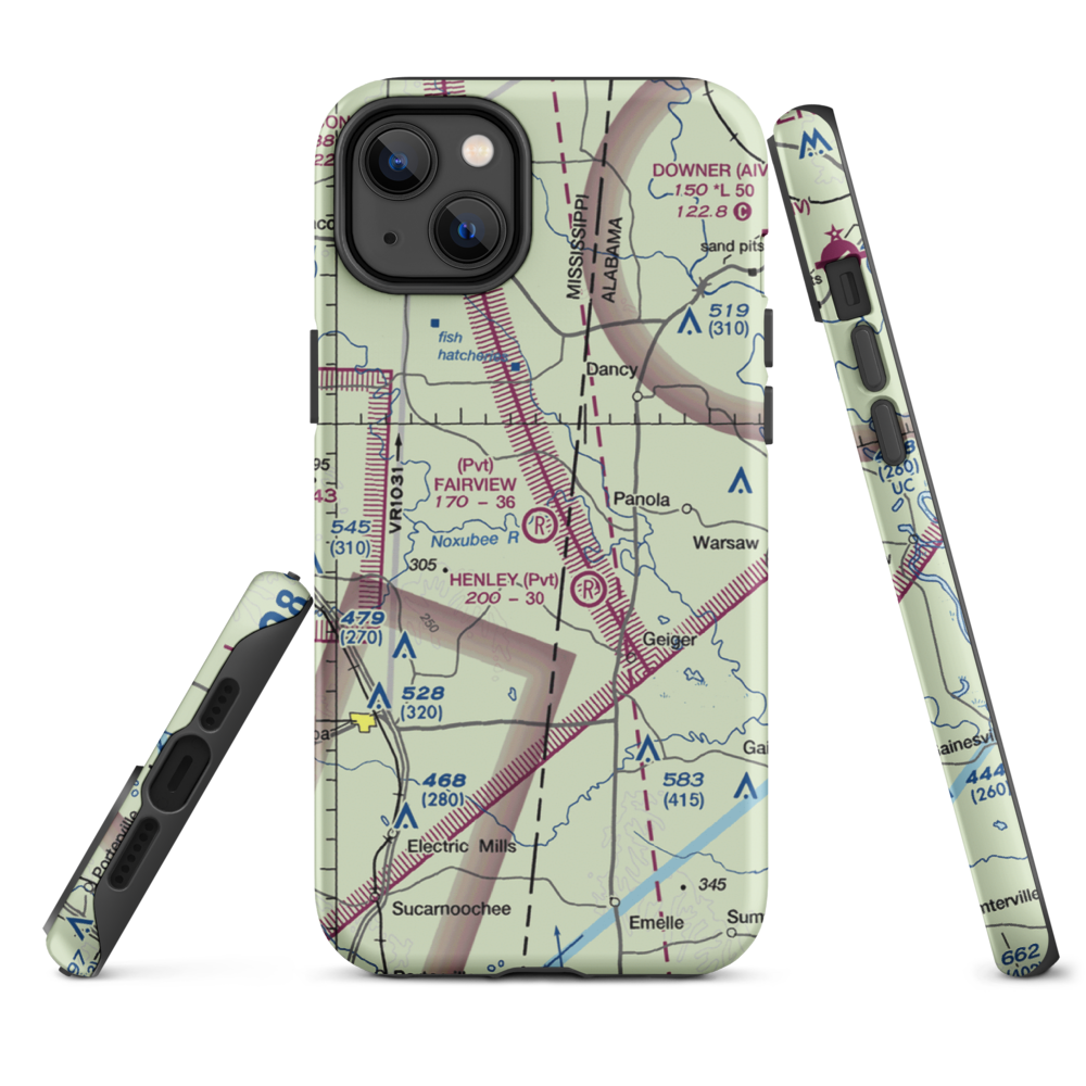 Fairview Farms Airport (3MS8) VFR Sectional  Tough iPhone Case iPhone 14 Plus model shown