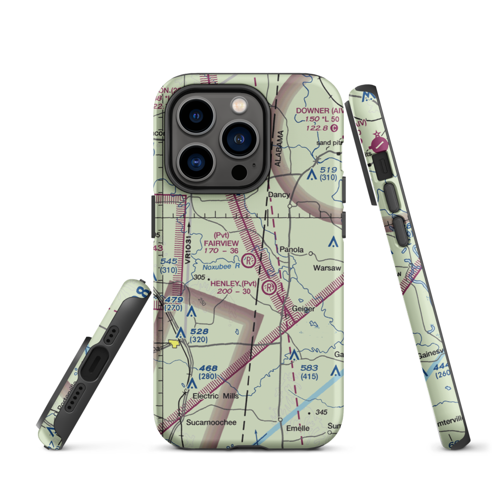 Fairview Farms Airport (3MS8) VFR Sectional  Tough iPhone Case iPhone 14 Pro model shown