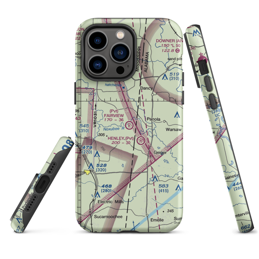 Fairview Farms Airport (3MS8) VFR Sectional  Tough iPhone Case iPhone 14 Pro Max model shown