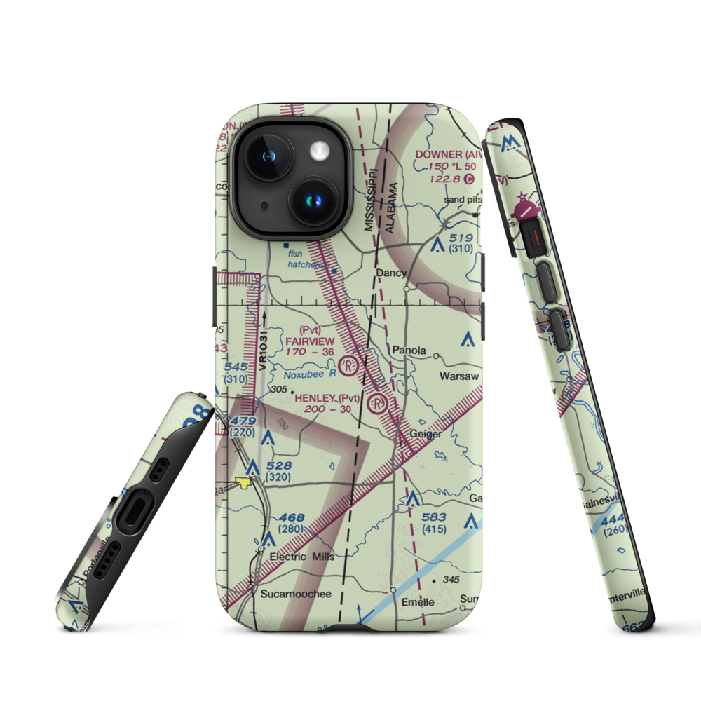 Fairview Farms Airport (3MS8) VFR Sectional  Tough iPhone Case iPhone 15 model shown